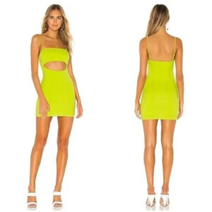Lovers  + Friends Delia Mini Cut Out Dress NWT Neon Green Size Small